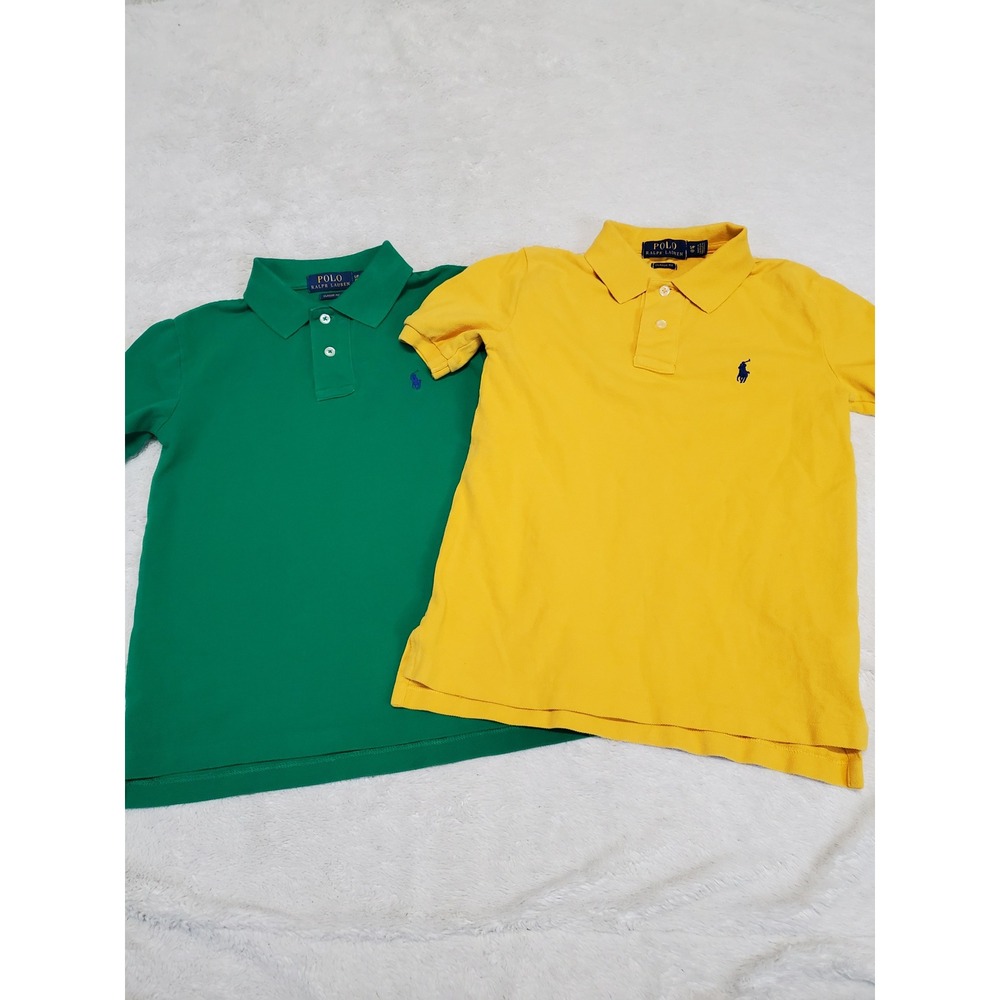 Polo Ralph Lauren Green Yellow Cotton Casual Set of 2 Polo Top 8 Classic Basic